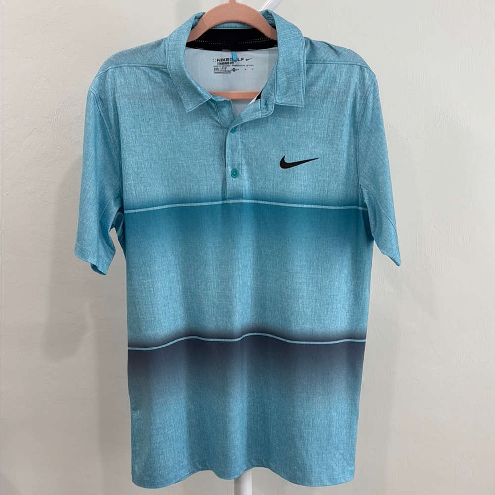 Nike Blue and Black Gradient Polo Shirt